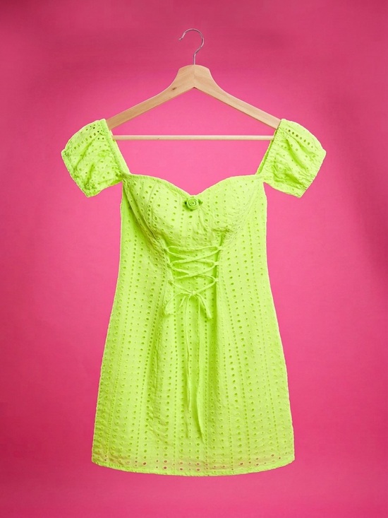 ASOS Dresses & Skirts - ASOS Neon Lime Eyelet Corset Mini Dress